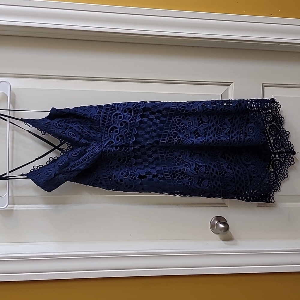 Maybe Wang Navy blue crossback size S. Crochet lacy style spaghetti straps